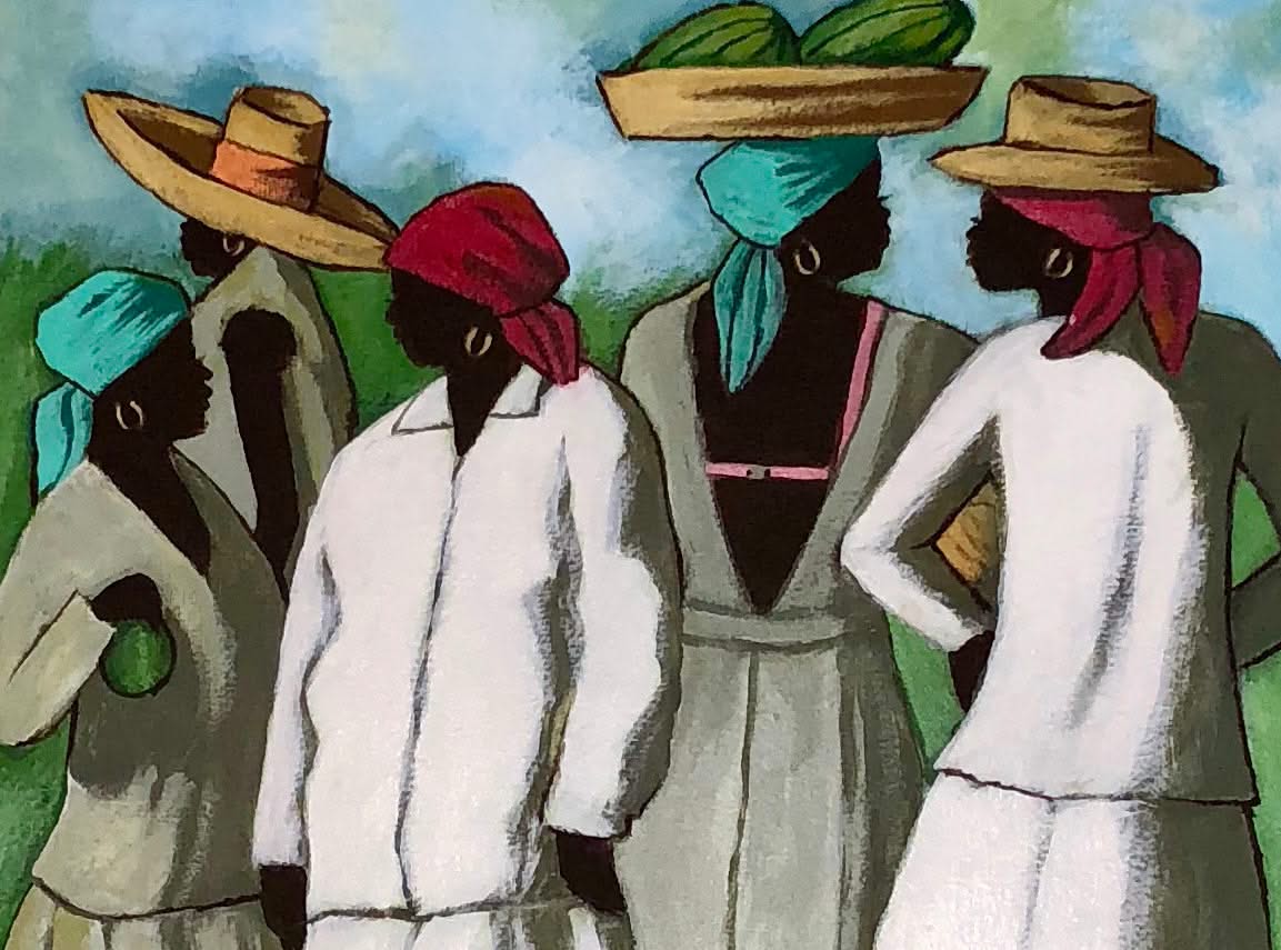 Claude Dambreville 20"x16" Marché quotidien 2018 Acrylique sur toile #13MFN