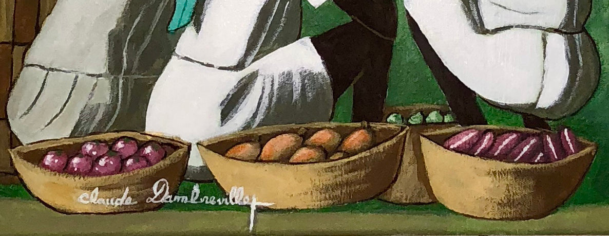 Claude Dambreville 20"x16" Mercado ocupado 2018 Acrílico sobre lienzo #14MFN