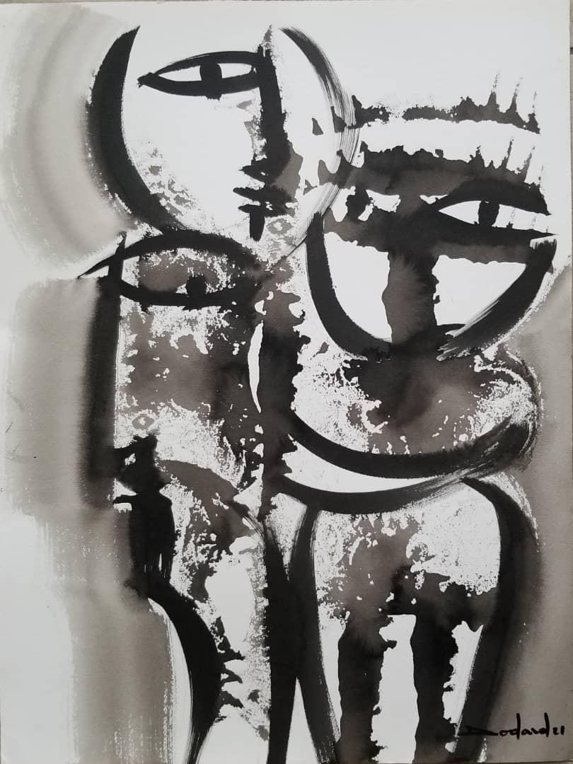 Philippe Dodard 24"x18" ESTAMOS JUNTOS 2021 Tinta y acrílico sobre papel Arches #11JN-HA