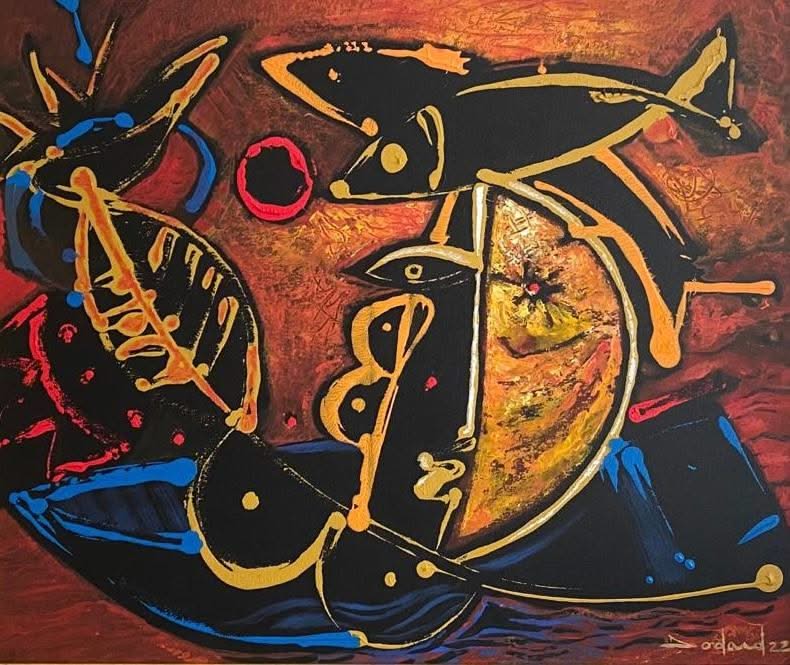 Philippe Dodard 20"x24" CREPUSCULE 2022 Acrylique sur toile Peinture non encadrée #17JN-HA