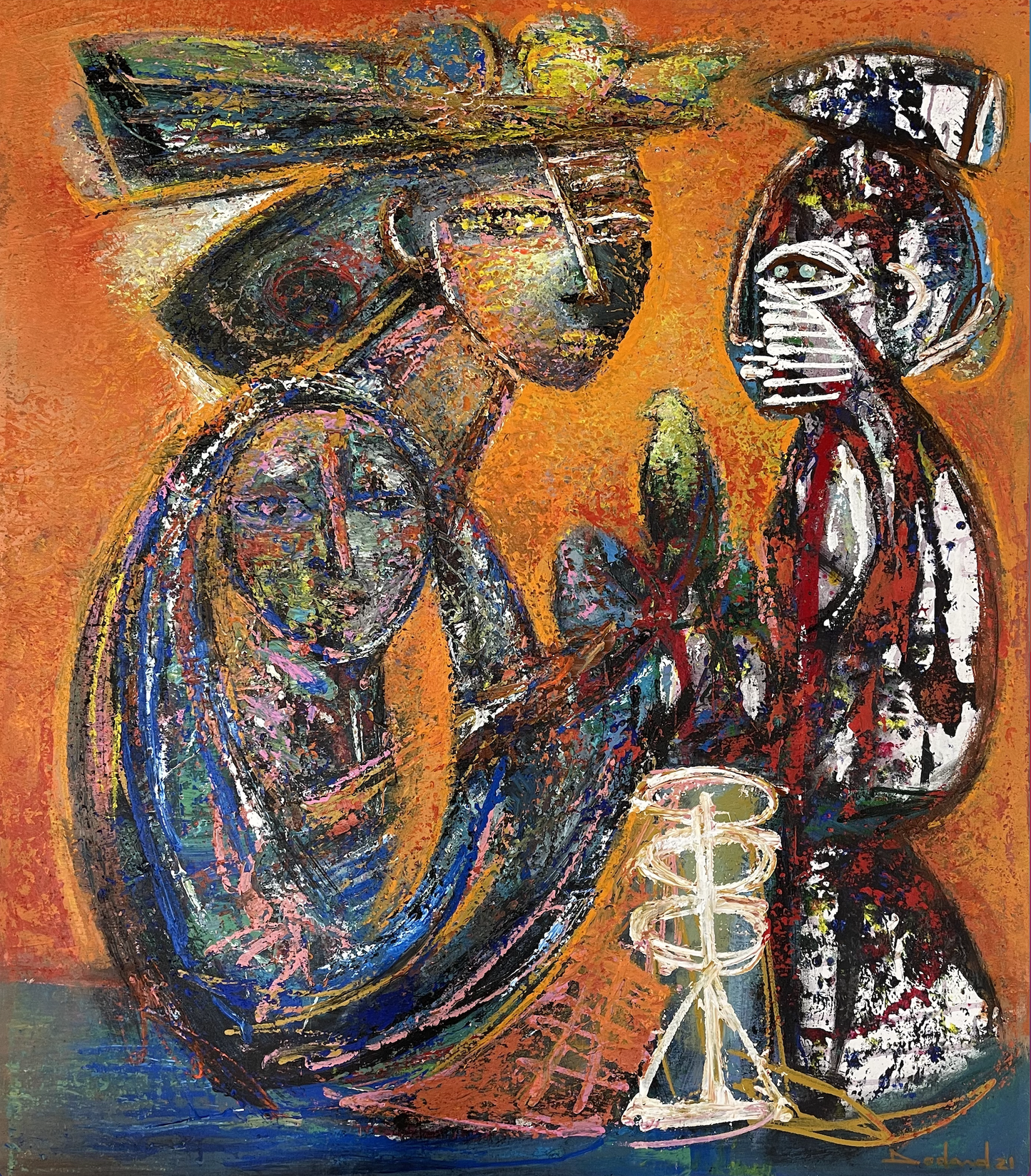 Philippe Dodard 44"x40" Abstrait 2021 Acrylique sur toile #2102GN-HA