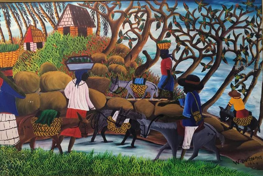 Wilmino Domond 16"x24" Al mercado Óleo sobre Masonite #3GN-HA