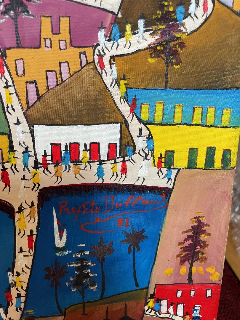 Prefete Duffaut (1923-2012) 30"x40" Ciudad Imaginaria 1981 Óleo sobre Lienzo #1MFN