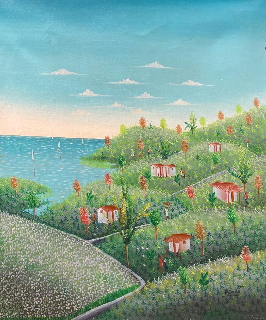 Fritz Emile 24"x20" Paisaje c1980 Óleo sobre lienzo #2-2-95MFN