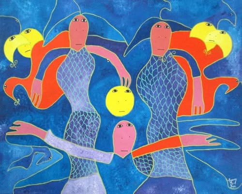 Levoy Exil 30"x40" Blue Spirits 2014 Acrylique sur toile #J313