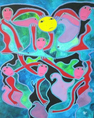 Levoy Exil 56"x36" Crowded Spirits 2017 Acrylique sur toile #J479