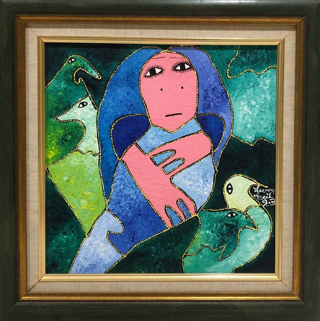 Levoy Exil 12"x12" Blue Spirit 2003 Acrylique sur toile encadrée #1FC