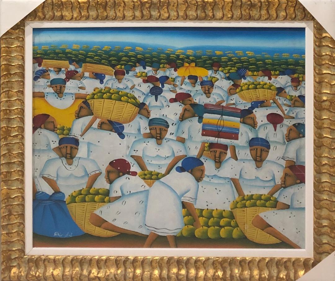 Feristol 20"x24" Mercado Óleo sobre lienzo Enmarcado #1FC