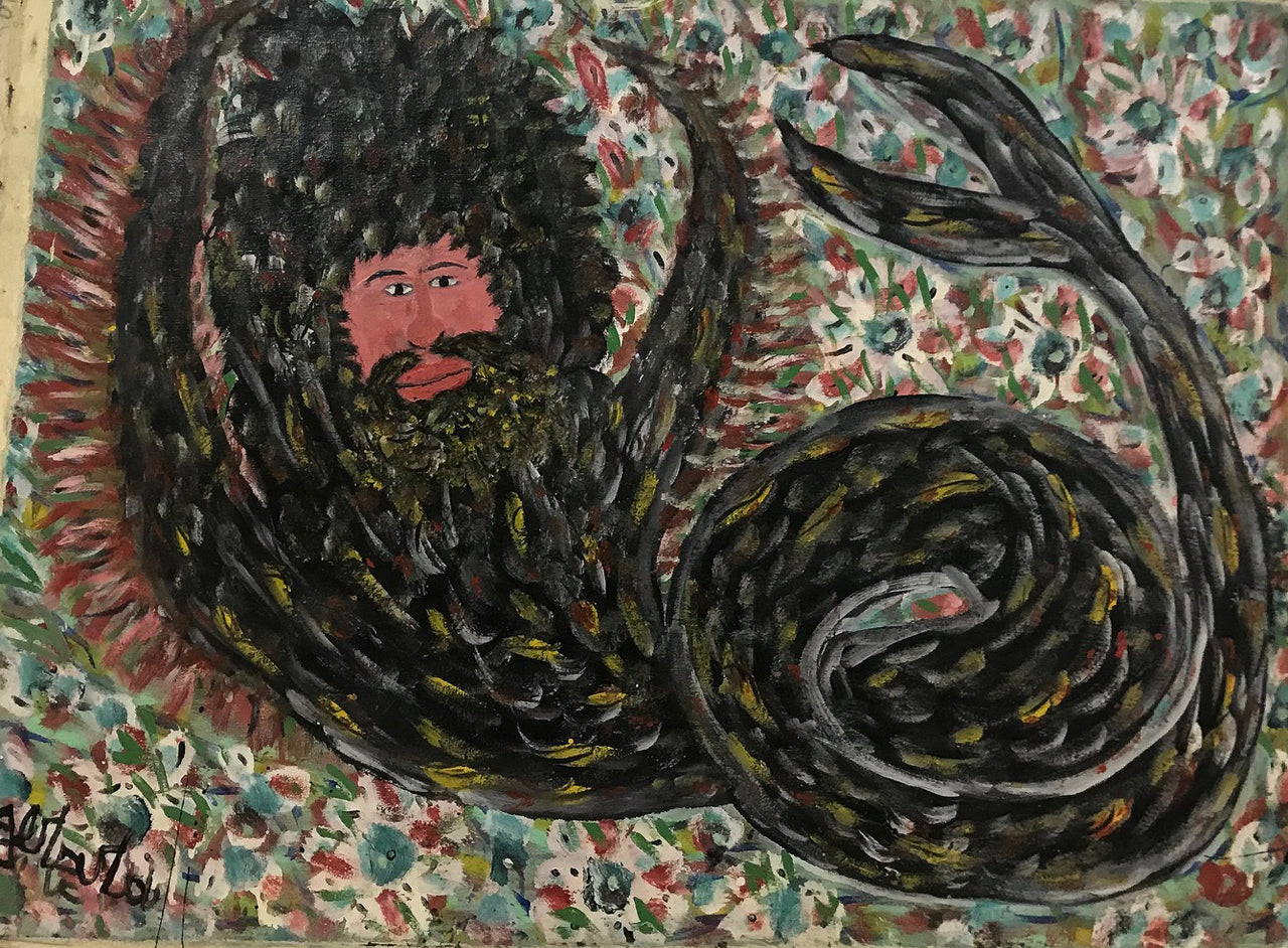 Gerard Fortune 30"x40" Hombre/Ballena Acrílico sobre Lienzo #J94