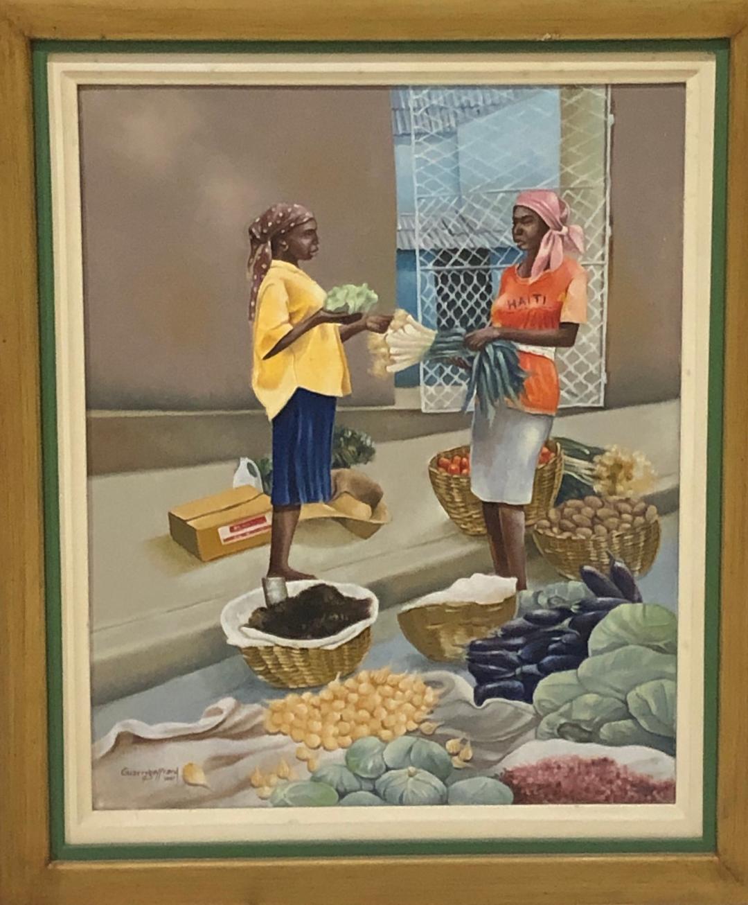 Guarrybe Geffrard 20"x16" Negociación 1997 Acrílico sobre lienzo Enmarcado #1FC