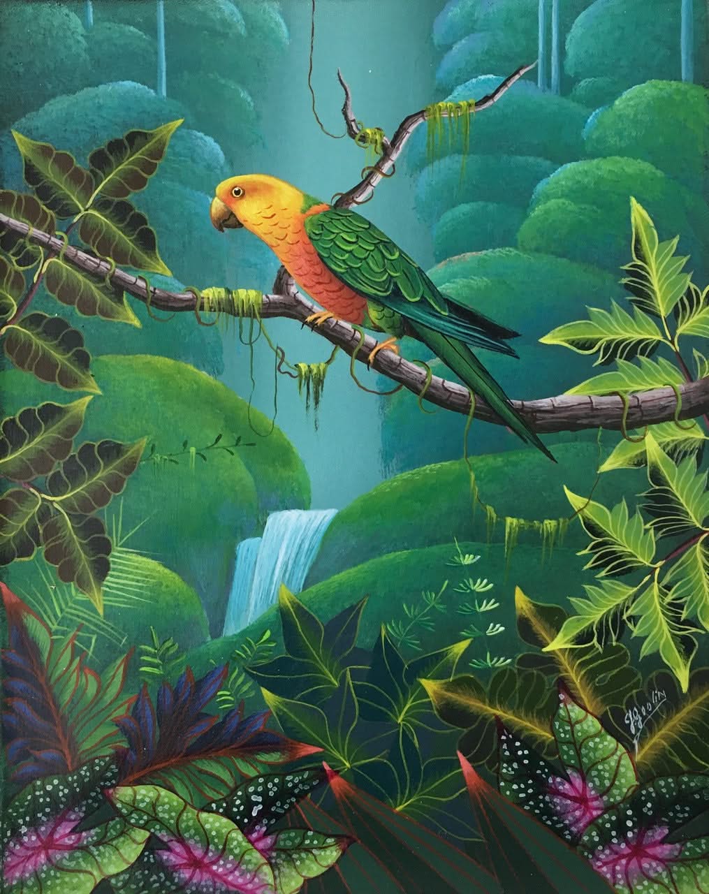 Jacques Geslin 10"x8" Paradis Huile sur Toile #1602GN-HA