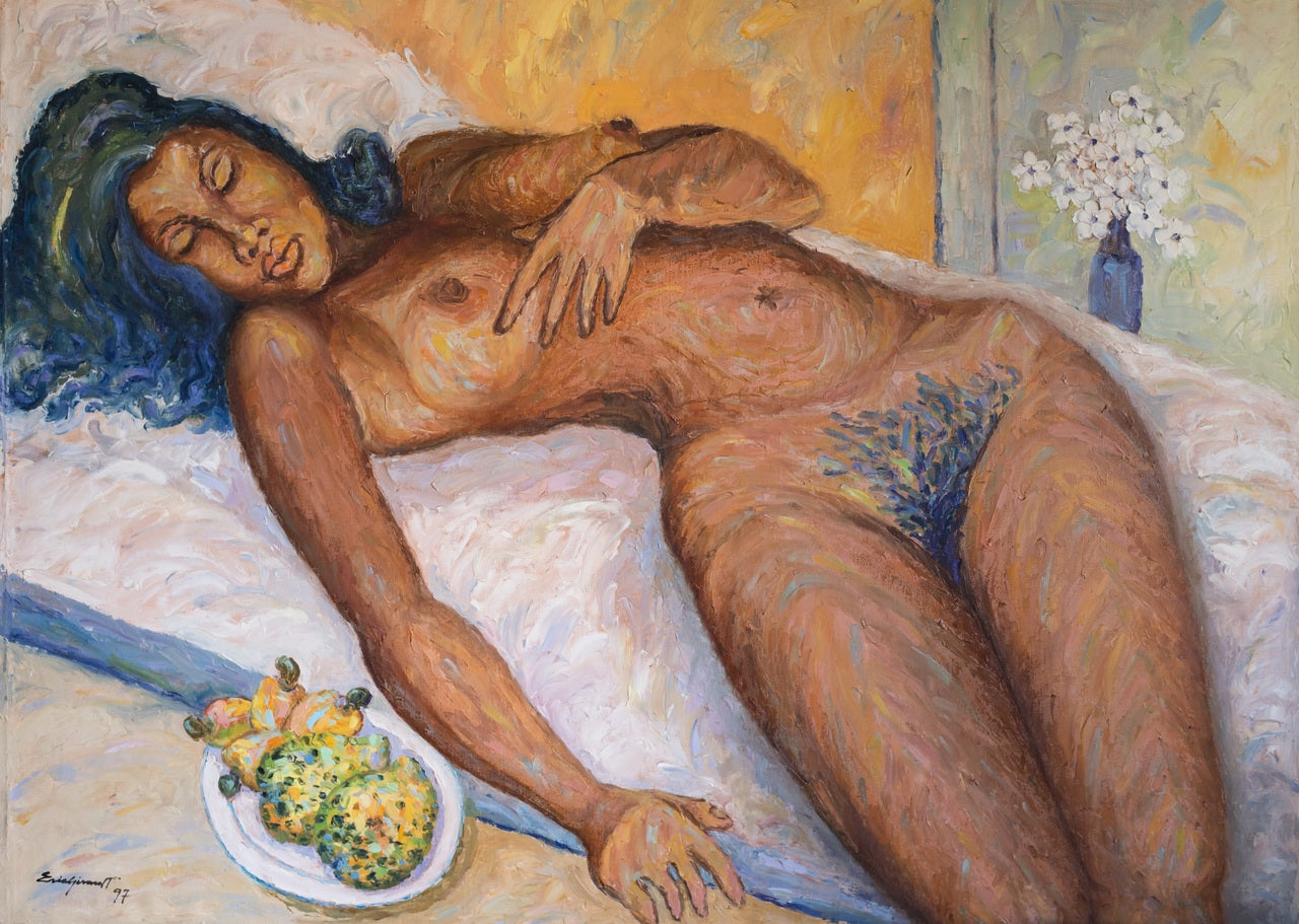 Eric Girault 36"x48" 1997 "Marabou de mon Coeur" Óleo sobre lienzo #25EG