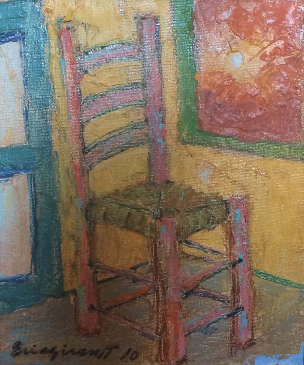 Eric Girault 10"x8" 2009 "Une chaise est une chaise, même.." Huile sur carton #9EG
