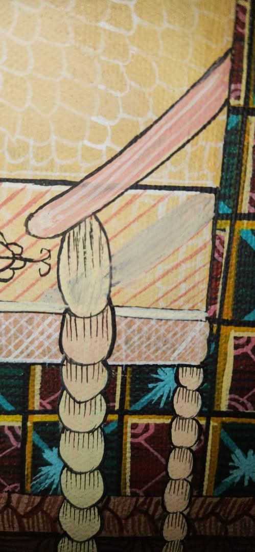 Ismael Saincilus (1940-2000) 23,50"x19,50" Erzulie, Enfant près d'une chaise C1980 Huile sur toile #1IH