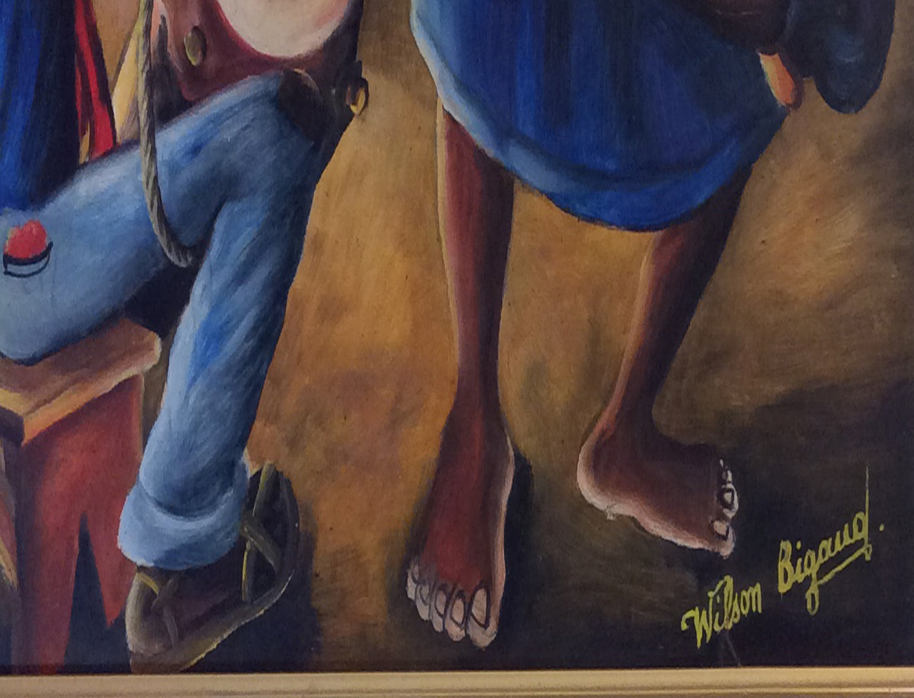 Wilson Bigaud (1931-2010) 24"x24" "Voodoo Dance" c1970 Aceite original a bordo #5-2-95MFN