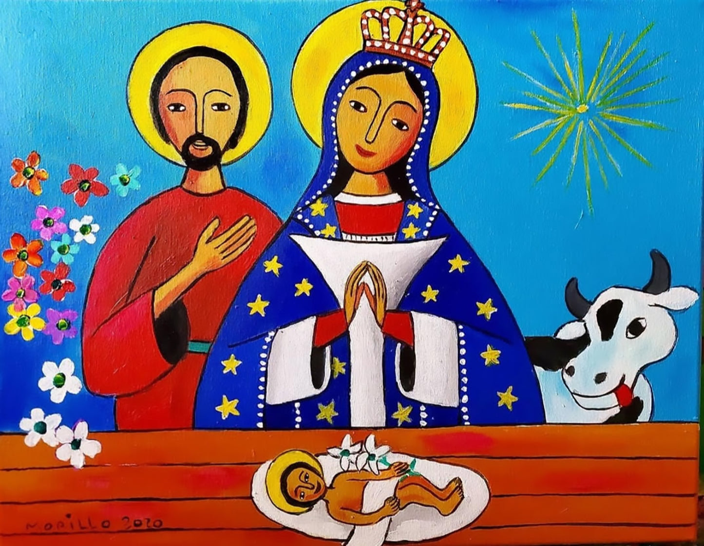 Jose Morillo 20"x24" La Sagrada Familia 2020 Acrílico sobre Lienzo #1JM-DR