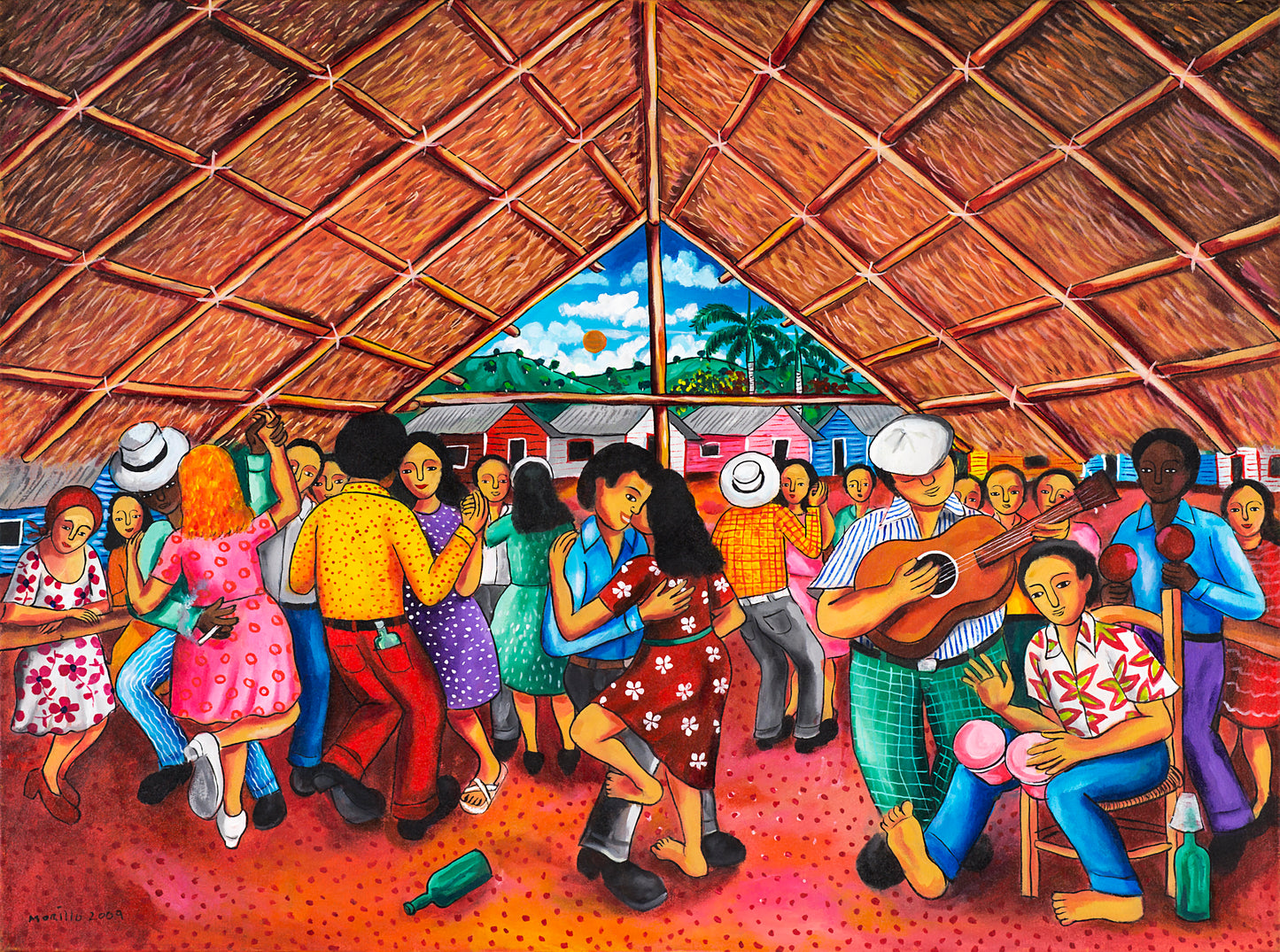 Jose Morillo 30"x40" Bailando la Bachata 2009 Acrílico sobre Lienzo #26JM-DR