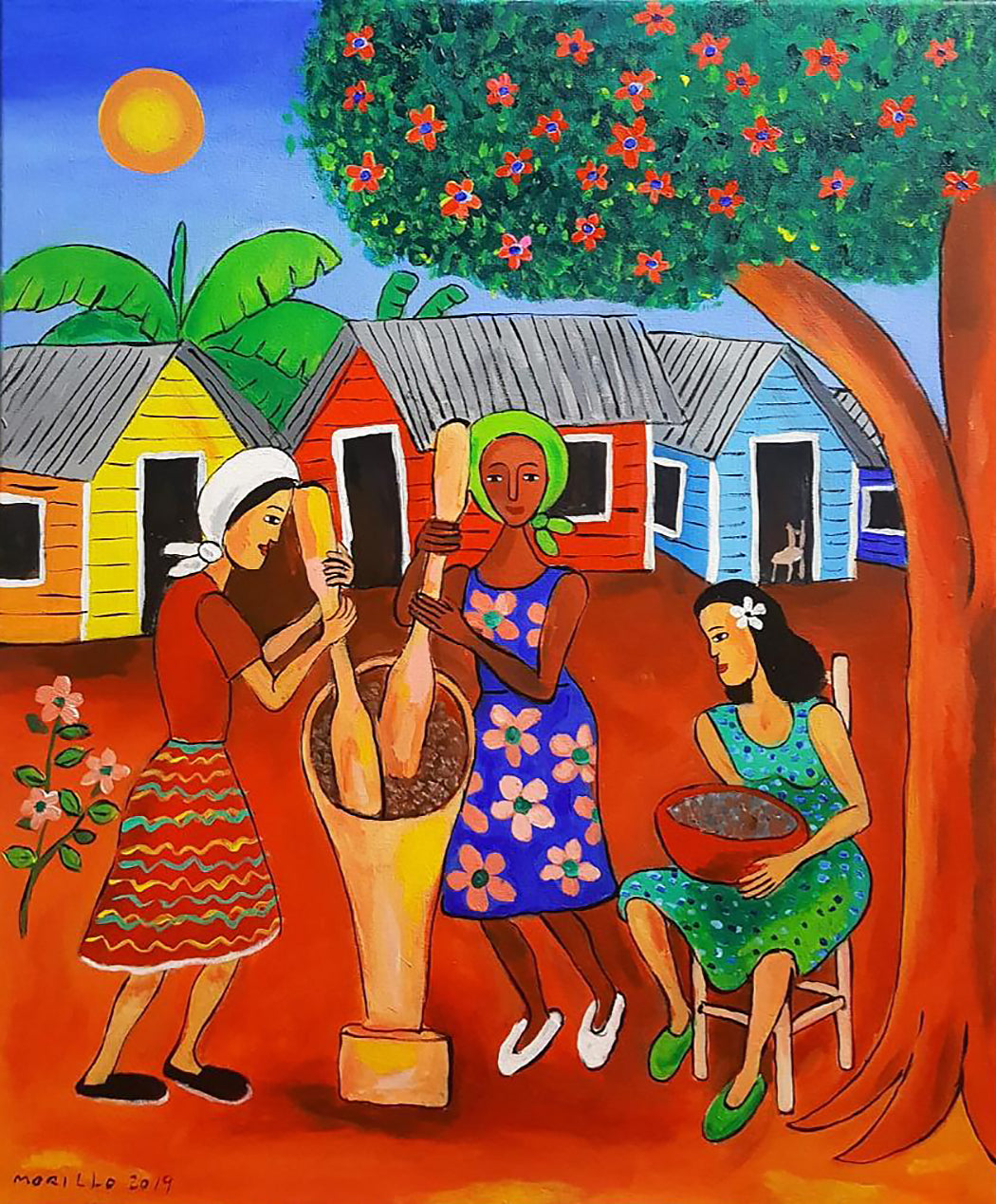 Jose Morillo 24"x20" Moliendo Café 2019 Acrílico sobre Lienzo #7JM-DR