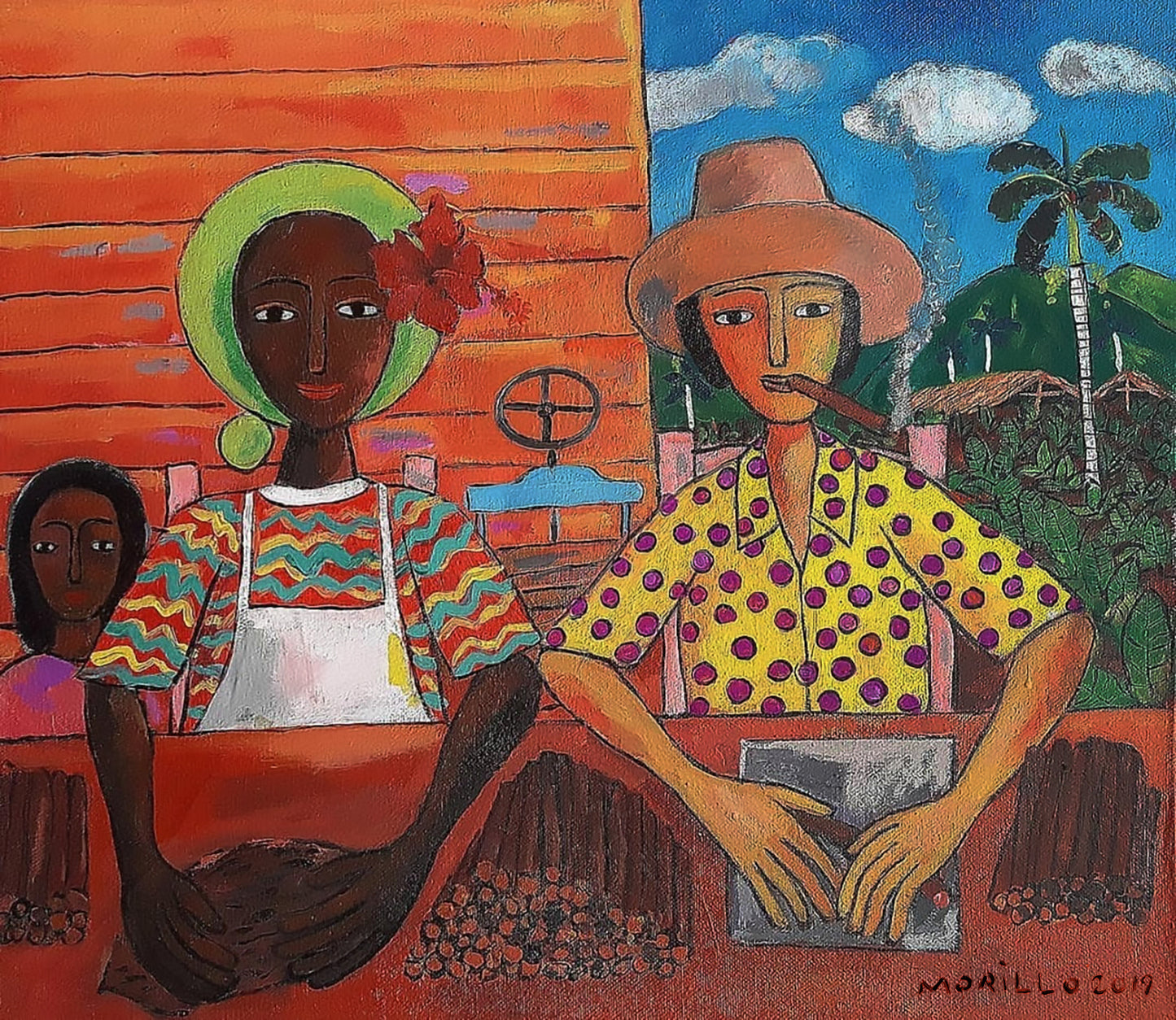 Jose Morillo 24"x30" Artesanos del Tabaco 2019 Acrílico sobre Lienzo #9JM-DR