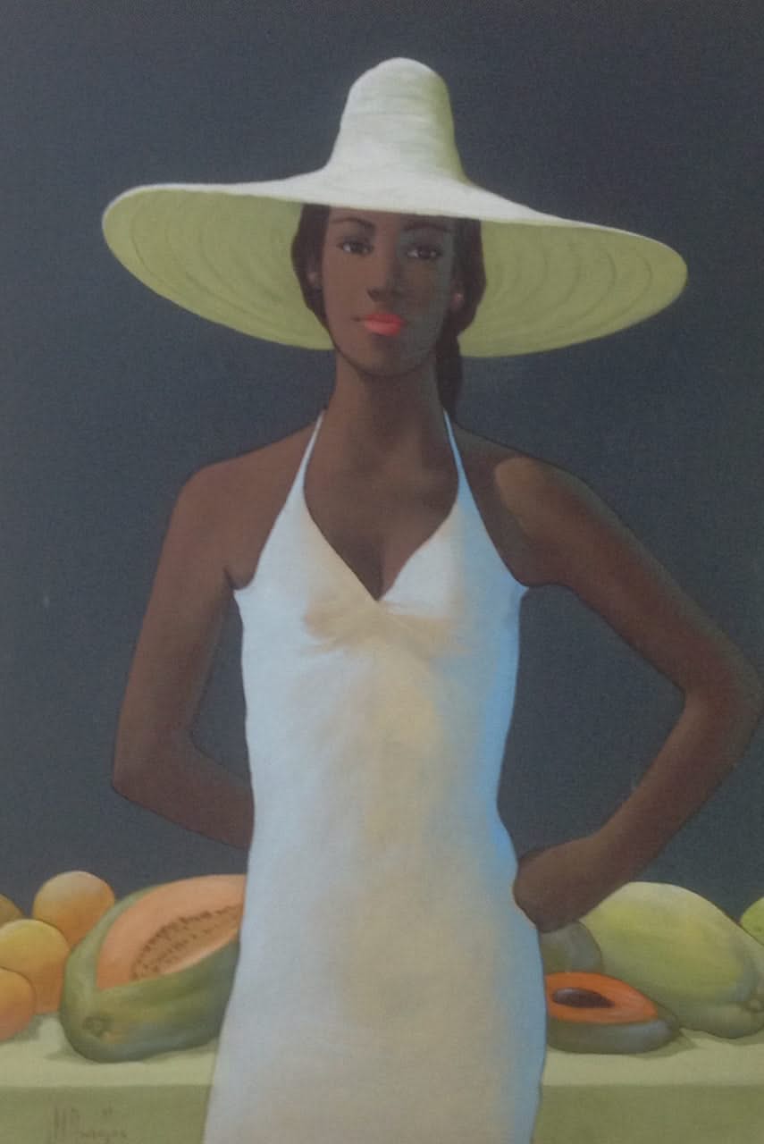 Juan Plutarco Andujar (1931-1995) 27"x36 » Morena Con Pamela Huile sur toile #1FN