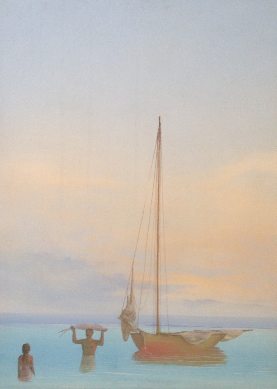 Juan Plutarco Andujar (1931-1995) 30"x 40" Pescador Con Pez En La Mano Oil on Canvas #13FN