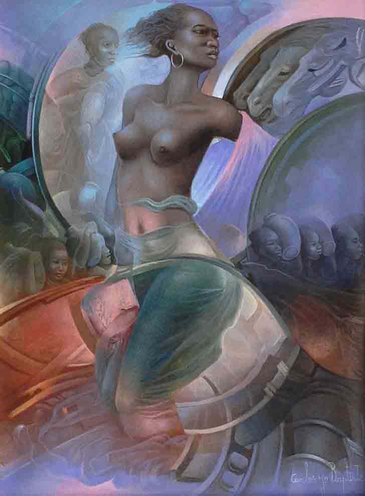 Carlos Jn-Baptiste 16"x12" Desnudo después del Terremoto Óleo sobre Lienzo #2105GN-HA