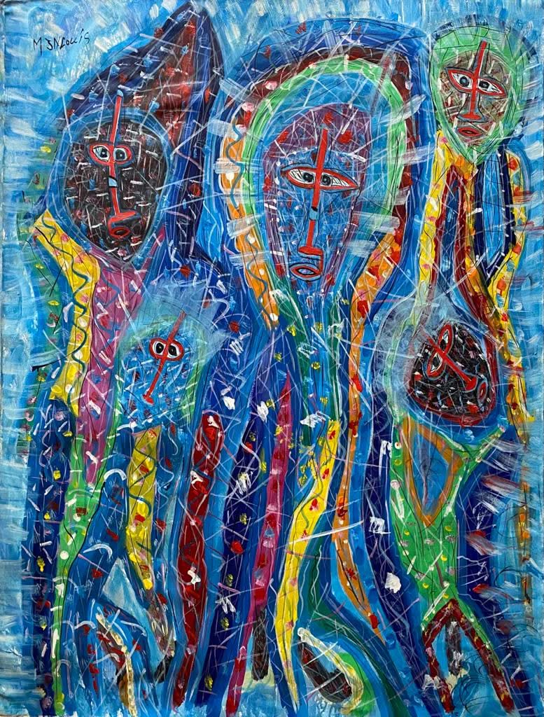 Maxan Jean Louis 48"x36" Untitled 2022 Acrylic on Canvas Painting #1JN-HA