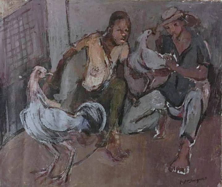 Carlo Jn-Jacques (1943-1990) Acrylique Gaguerre 20"x24" sur toile #1EB
