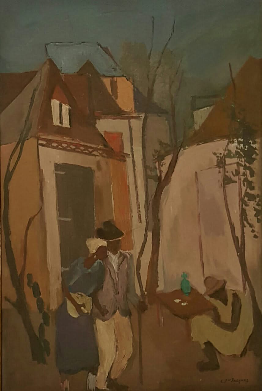 Carlo Jn-Jacques (1943-1990) 24"x36" Le Couple 1983 Huile sur Toile #1JN-HA