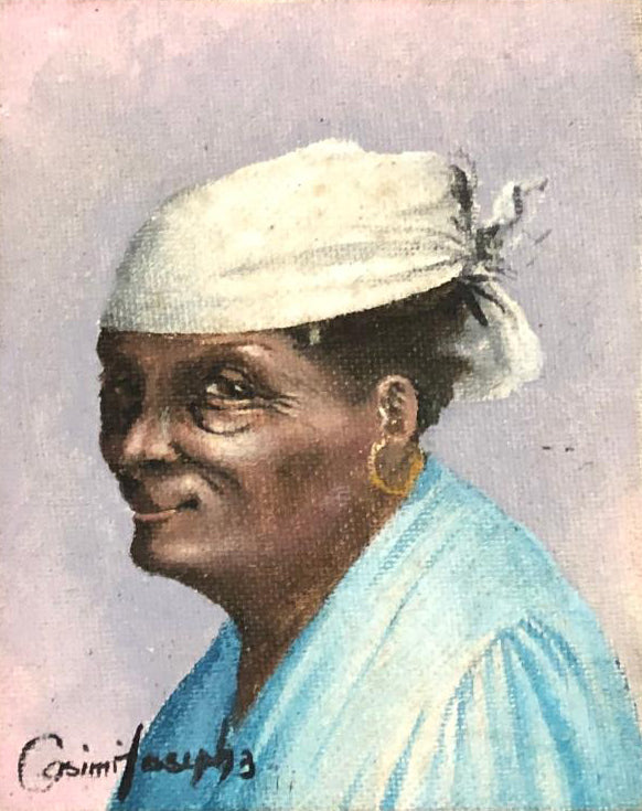 Casimir Joseph 5"x4" Old Lady Portrait 1993 Óleo sobre Masonite Enmarcado #2FC