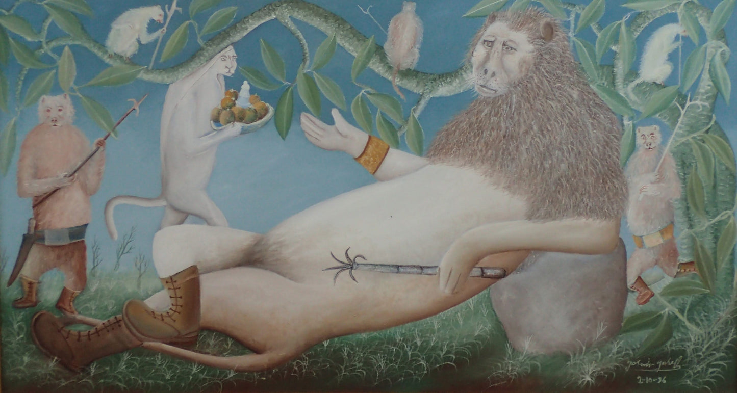 Jasmin Joseph (1923-2005) 26"x48" Le Roi et sa Cour / Le Roi et sa Cour 1996 Acrylique sur toile