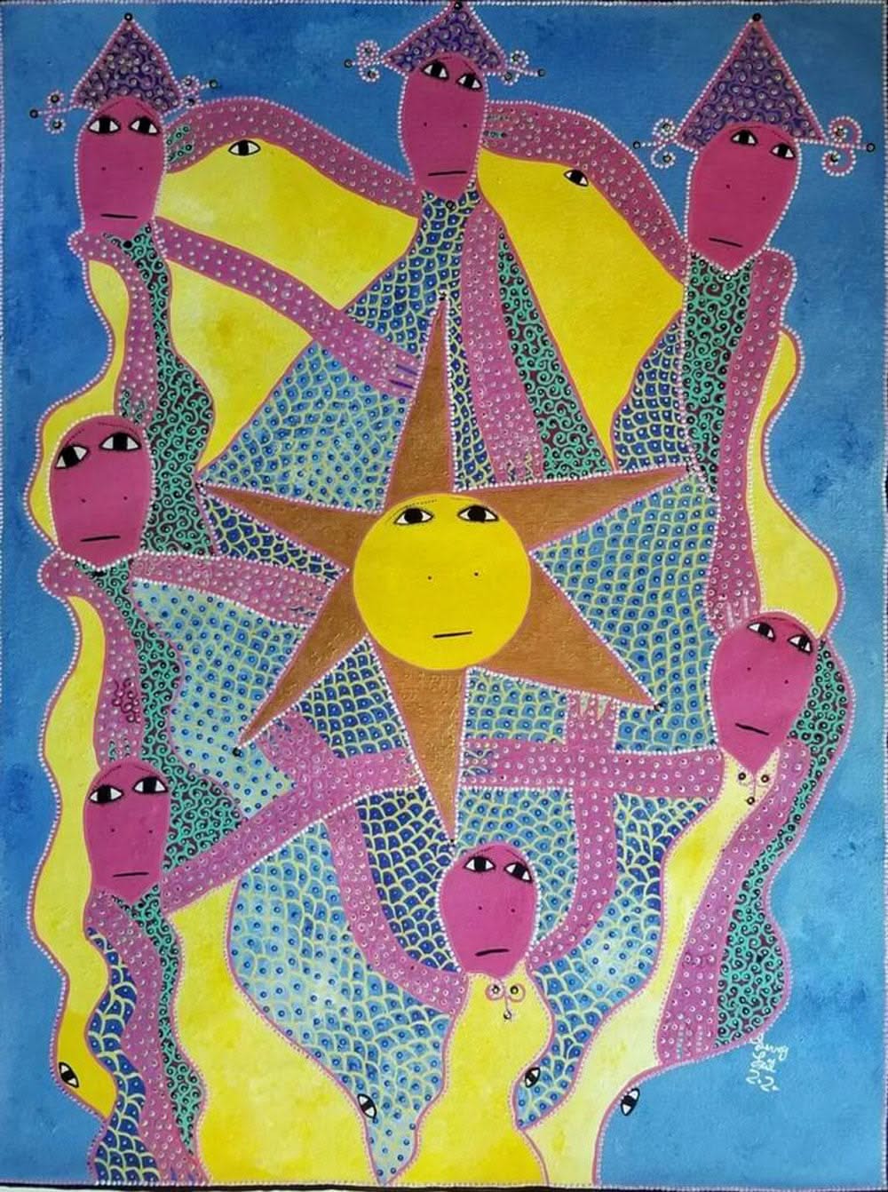 Levoy Exil 40"x30" Abstrait/Esprits 2022 Huile sur toile Peinture #1JN-HA