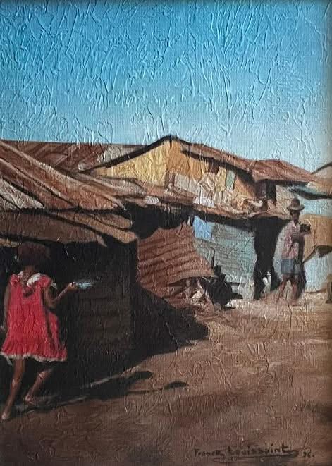 Franck Louissaint (1949-2021) 10"x8" La vie dans le ghetto 1996 Acrylique sur toile #1MFN