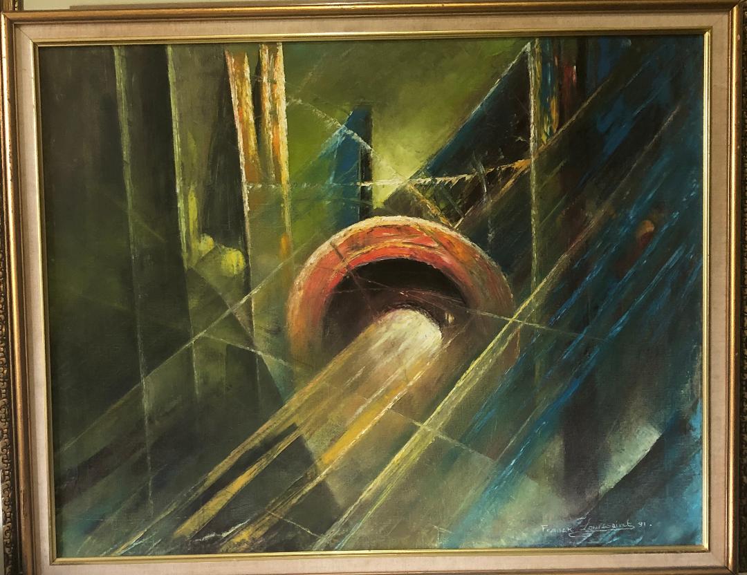 Franck Louissaint (1949-2021) 24"x30" Resumen 1991 Óleo sobre lienzo Enmarcado #2FC
