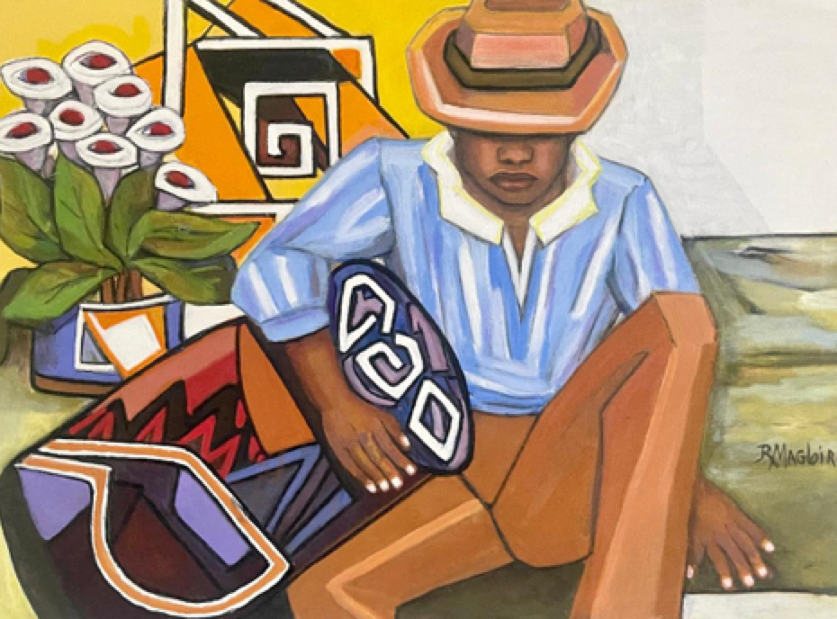 Rolande Magloire 30"x40" El baterista II 2021 Óleo sobre lienzo #4RM