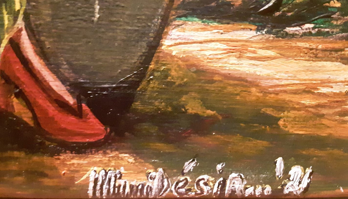 Mimi Desir 16"x20" Maroule/Butterfly Lady 2021 Pintura acrílica sobre lienzo #3MD