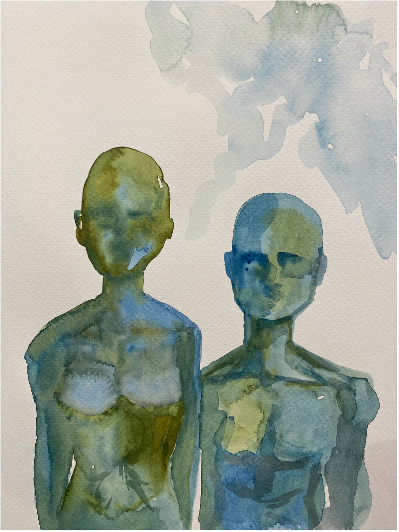 Alexa Masucci 12"x9" 2020 "Algue" Aquarelle sur Papier Sans Cadre #3AM