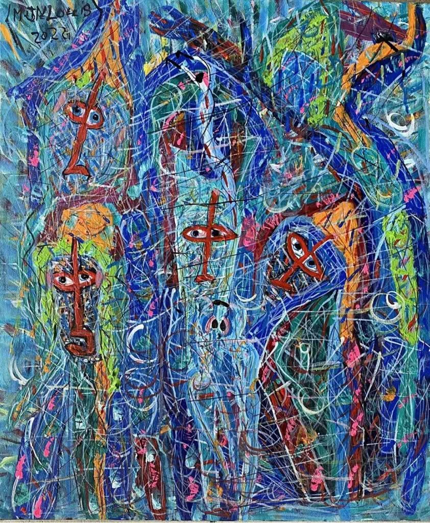 Maxan Jean Louis 24"x20 » Sans titre 2022 Acrylique sur toile Peinture #2JN-HA