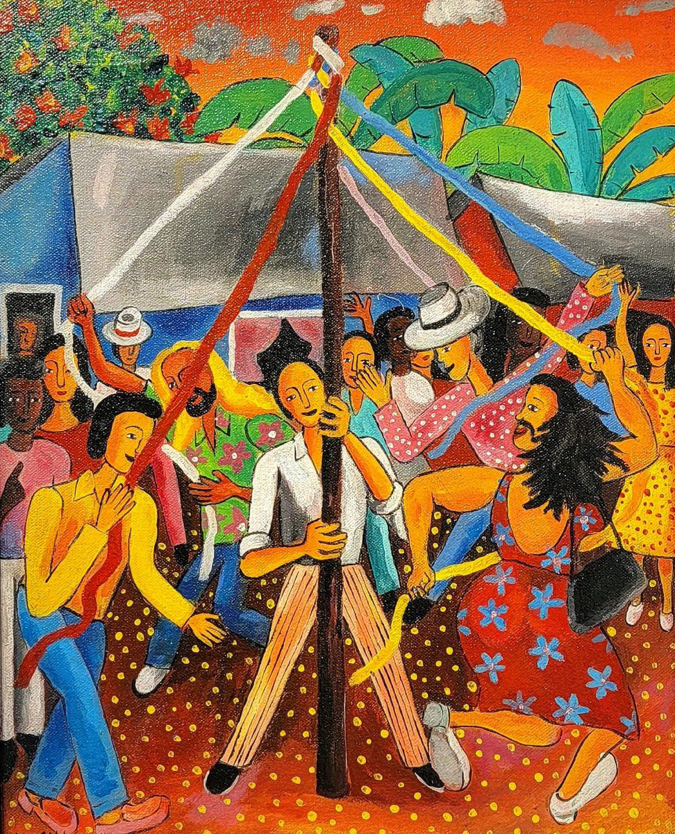 José Morillo 24"x20" The Dance Of The Ribbons 2022 Unframed Acrylic on Canvas Painting #29JM-DR