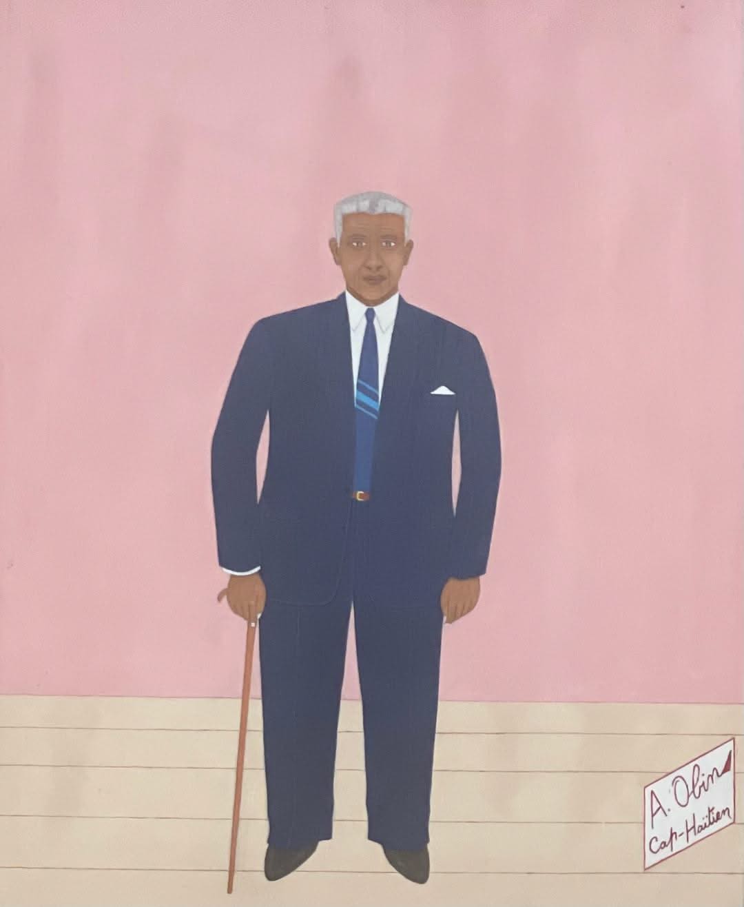 Antoine Obin (1929-1992) 20"x16" Portrait de Philome Obin 1981 Huile sur Masonite #1MFN