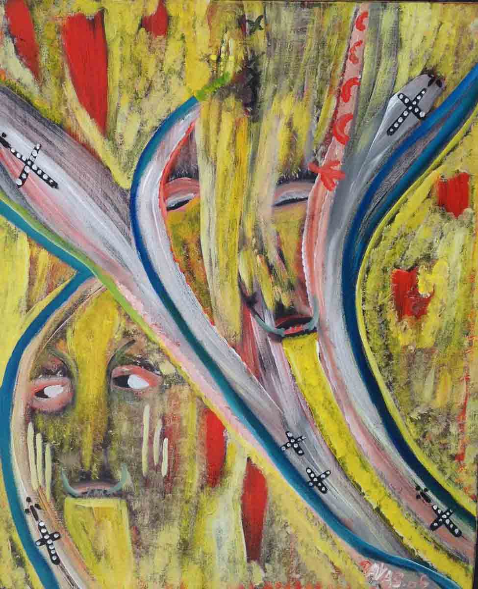 Payas (Pierre-Sylvain Augustin) 24"x20" In Transe 2006 Huile sur toile #2622GN-HA