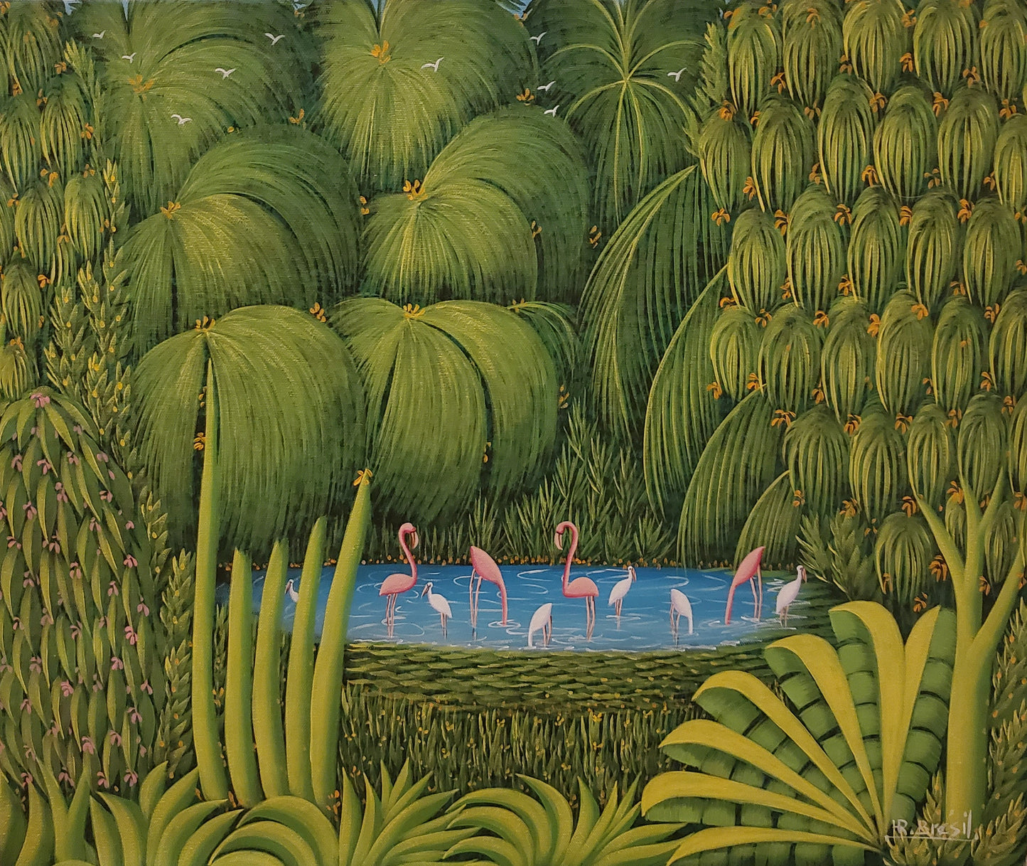 Henri-Robert Bresil (1952-1999) 20"x24" Flamencos c1990 Óleo sobre lienzo #1MF