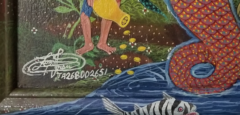 Frantz Zephirin 16"x16" Le Passage de Shango 2018 Acrílico sobre tabla Pintado a mano Enmarcado#8JN-HA