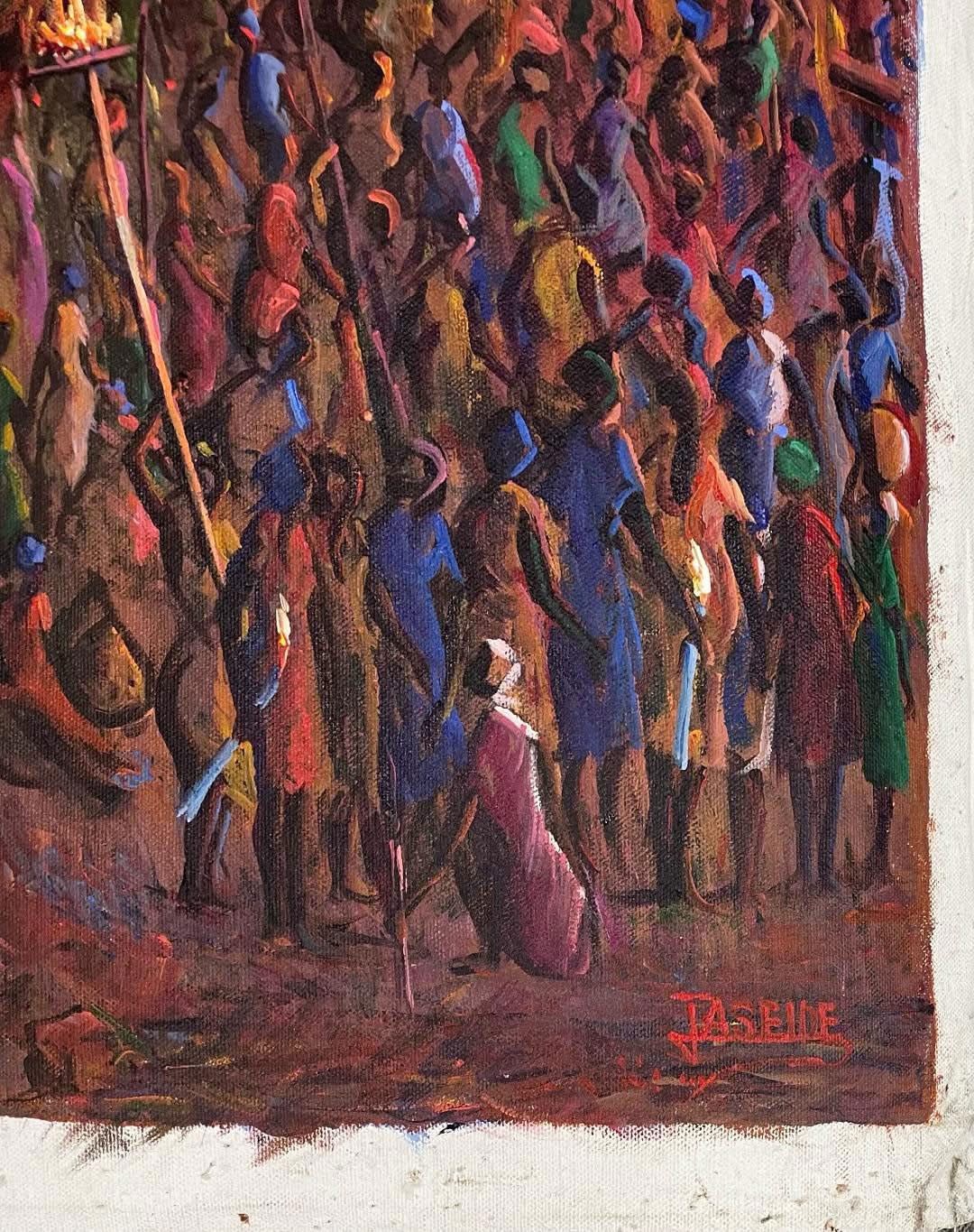 Jean Adrien Seide 40"x30" Multitude in Procession 2022 Canvas Painting #22MFN