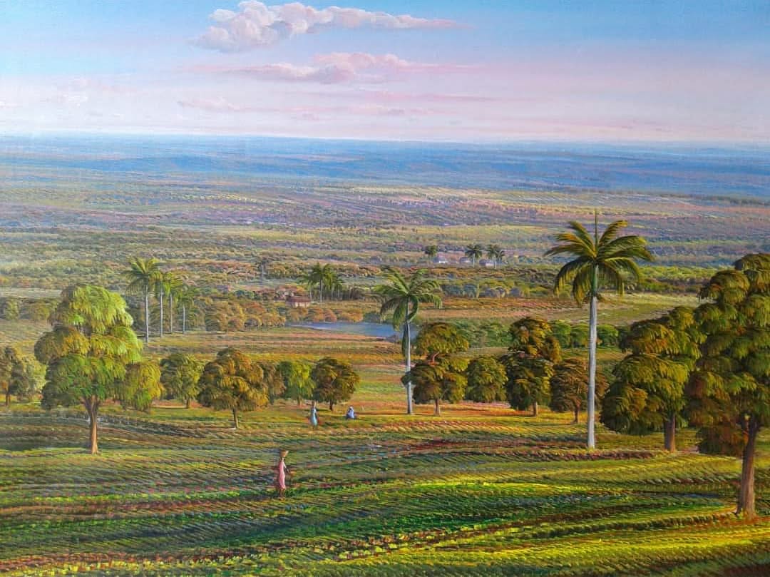 Jean Adrien Seide 36"x48" La Récolte Acrylique sur Toile #1JN-HA