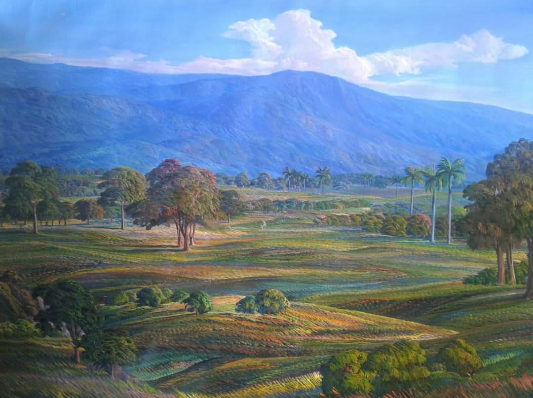 Jean Adrien Seide 36"x48" La Montagne Bleue Acrylique sur toile #2JN-HA