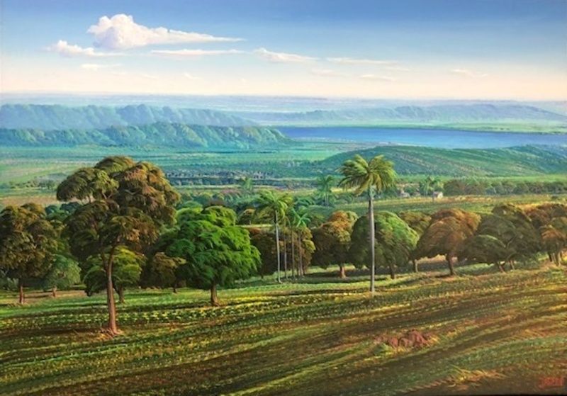 Jean-Adrien Seide 36"x50" Paisaje y árboles Acrílico sobre lienzo #J56-HA