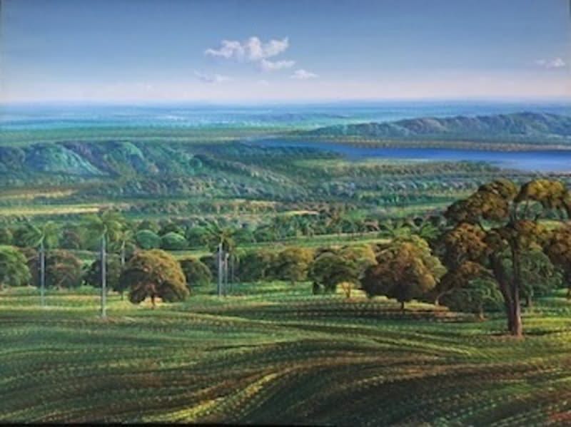 Jean-Adrien Seide 36"x50" Paysage à l'eau acrylique sur toile #J61-HA