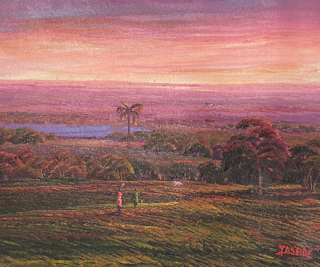 Jean Adrien Seide 8"x10" Dos mujeres al atardecer 2022 Acrílico sobre lienzo Pintura #25MFN