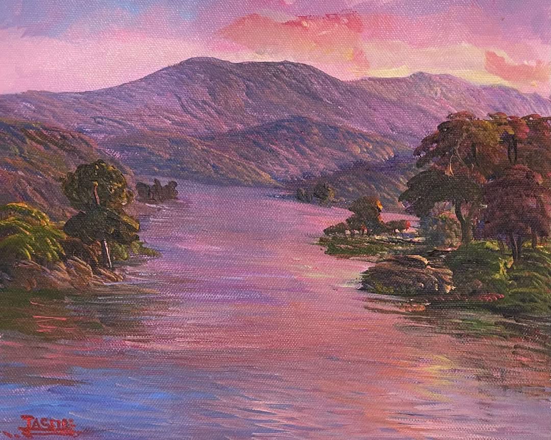 Jean Adrien Seide 8"x10 » River View 2022 Acrylique sur toile Peinture #27MFN